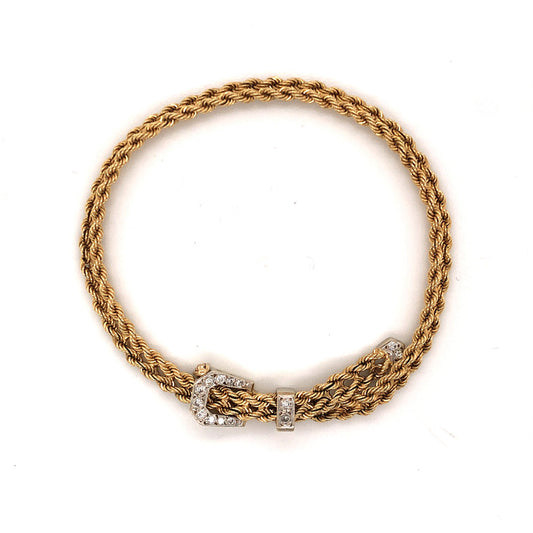Pave Diamond Buckle Clasp Bracelet in 14k Yellow Gold