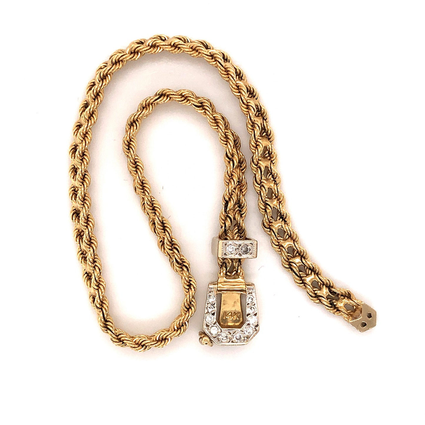 Pave Diamond Buckle Clasp Bracelet in 14k Yellow Gold