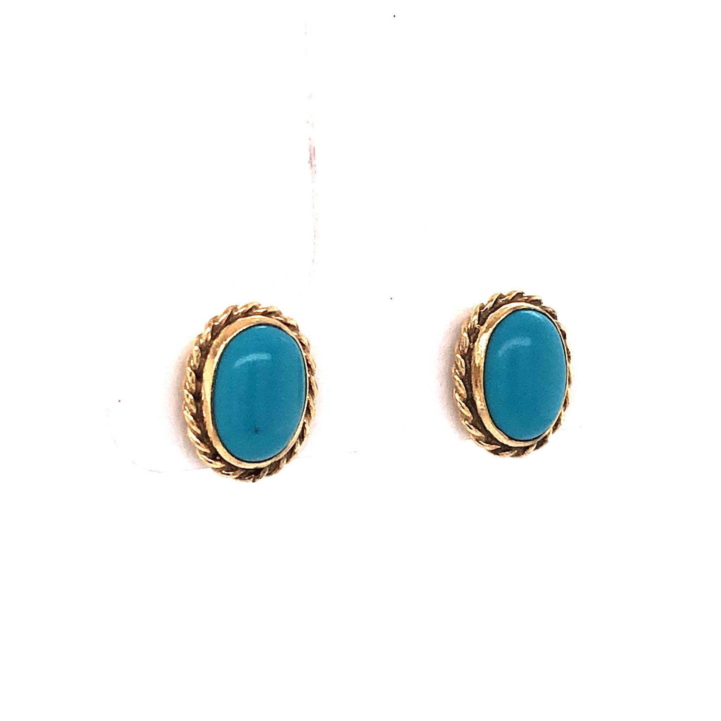 Everyday Turquoise Stud Earrings in 14k Yellow Gold