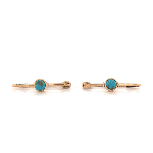 Victorian Turquoise Exterior Lingerie Pins in 14k Yellow Gold