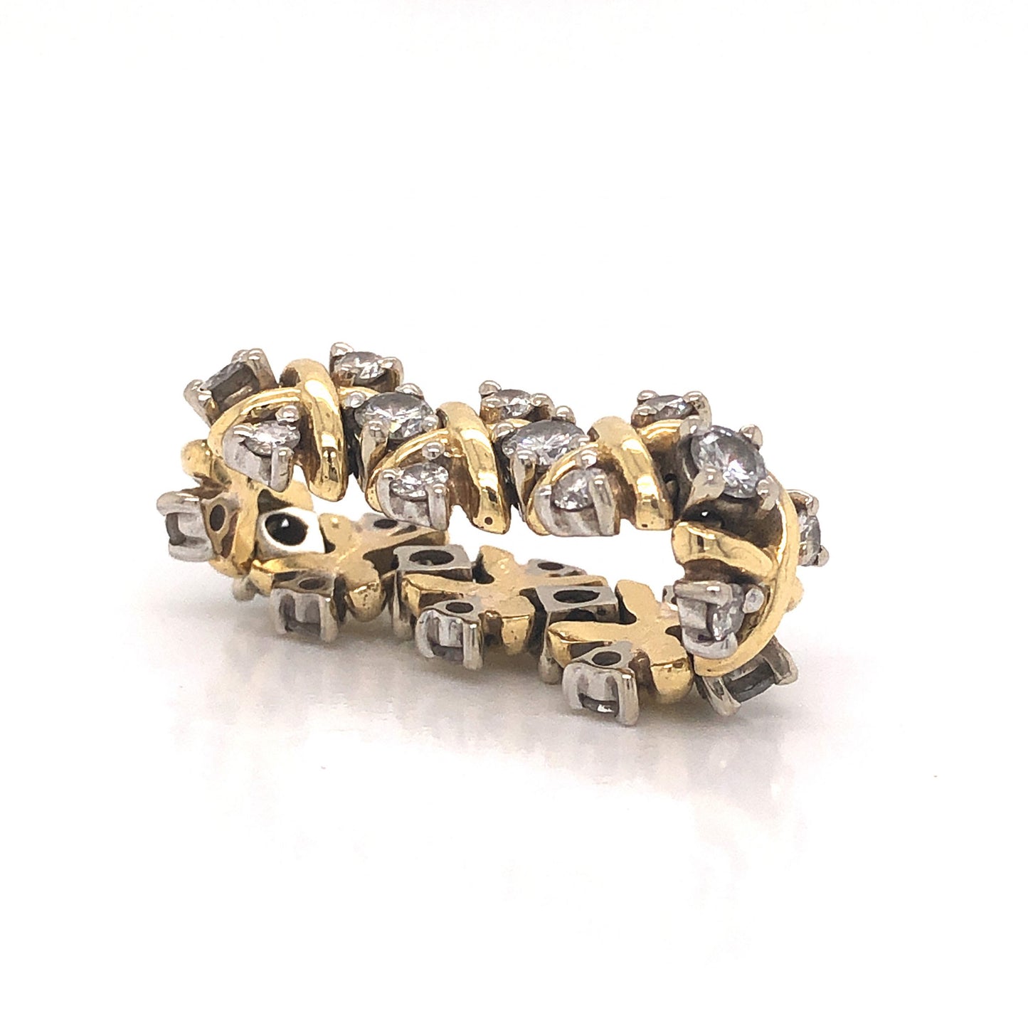 Flexible Diamond Cocktail Ring 14k Yellow & White Gold