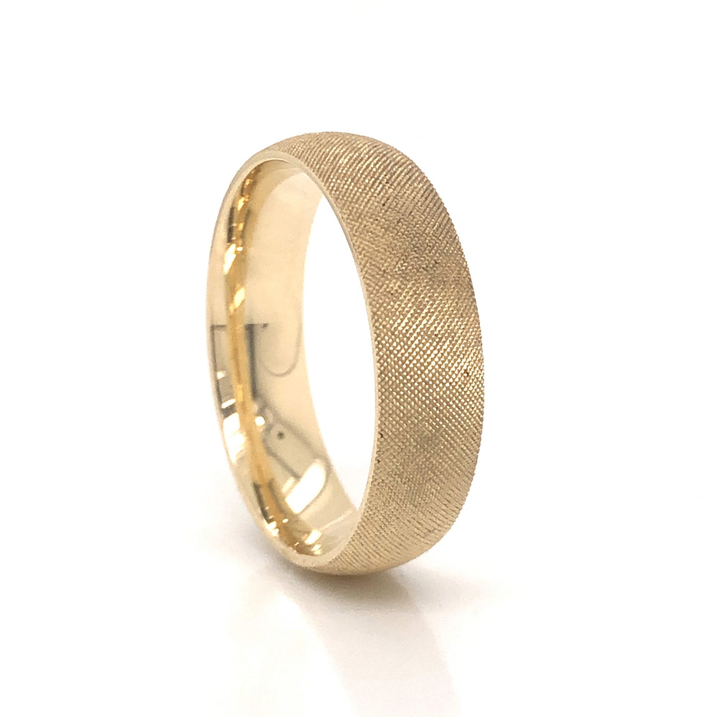 6mm Men's Florentine Finish Wedding Band in 14k Yellow Gold