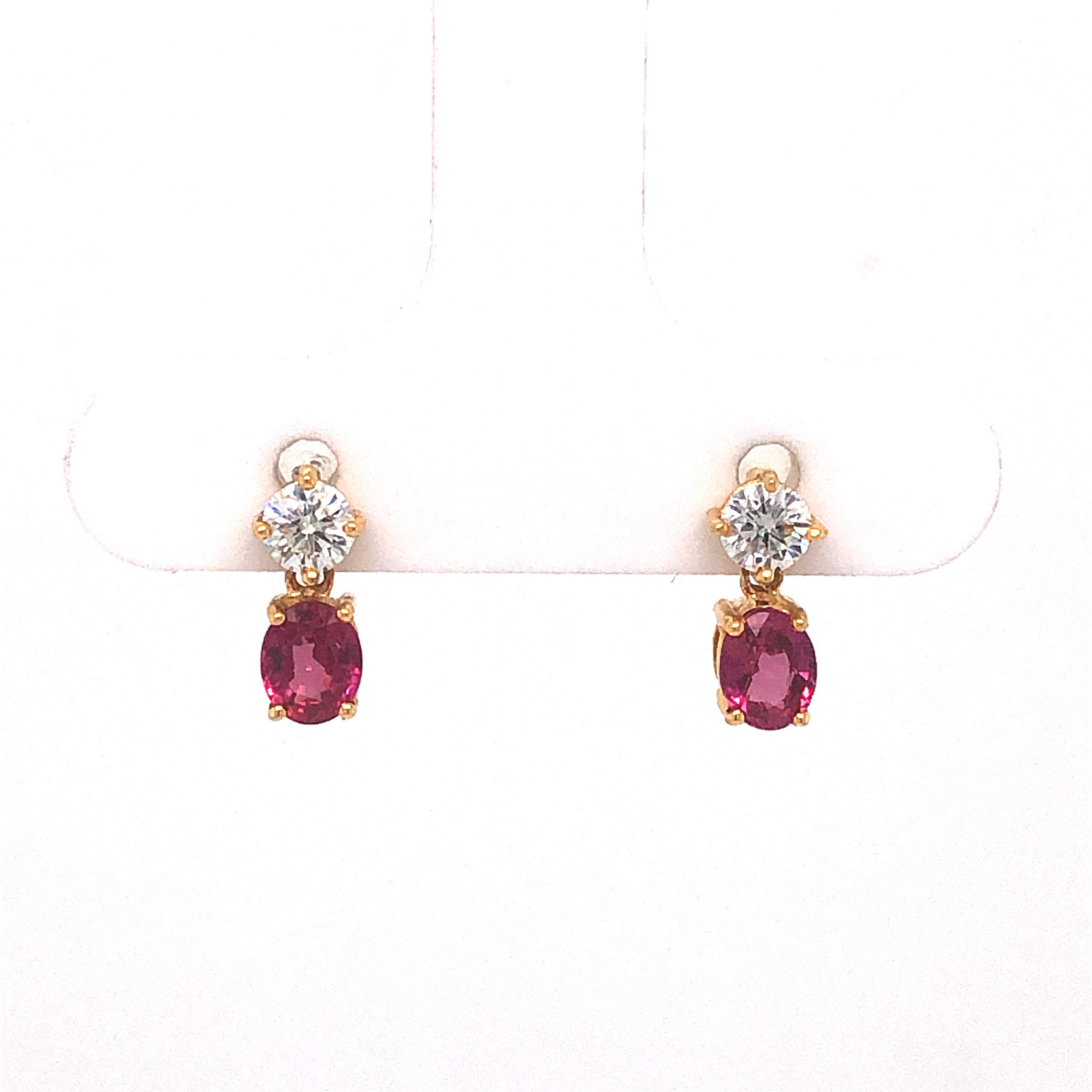 Stacked Ruby Diamond Stud Earrings in 18k Yellow Gold – Filigree