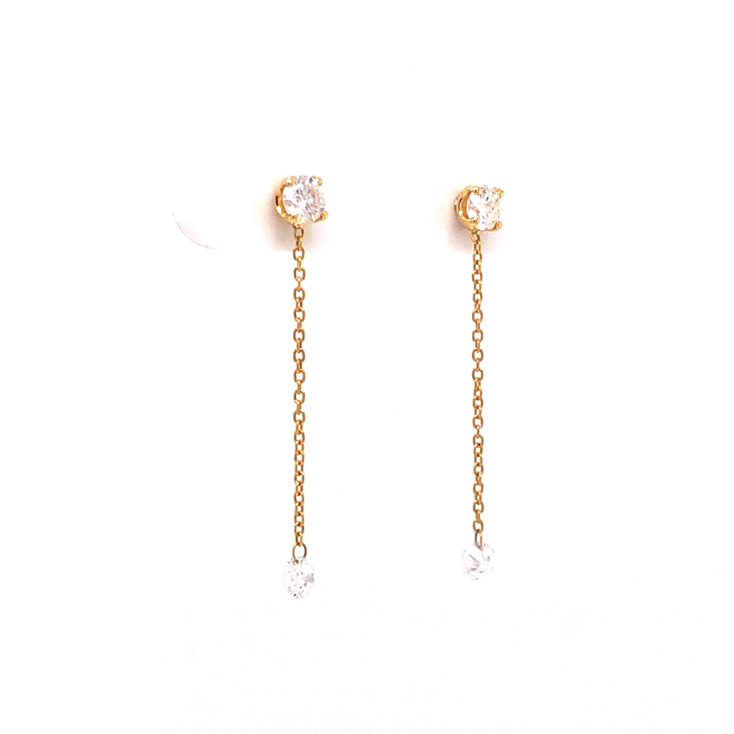 Diamond Chain Drop Earrings in 14k Yellow Gold