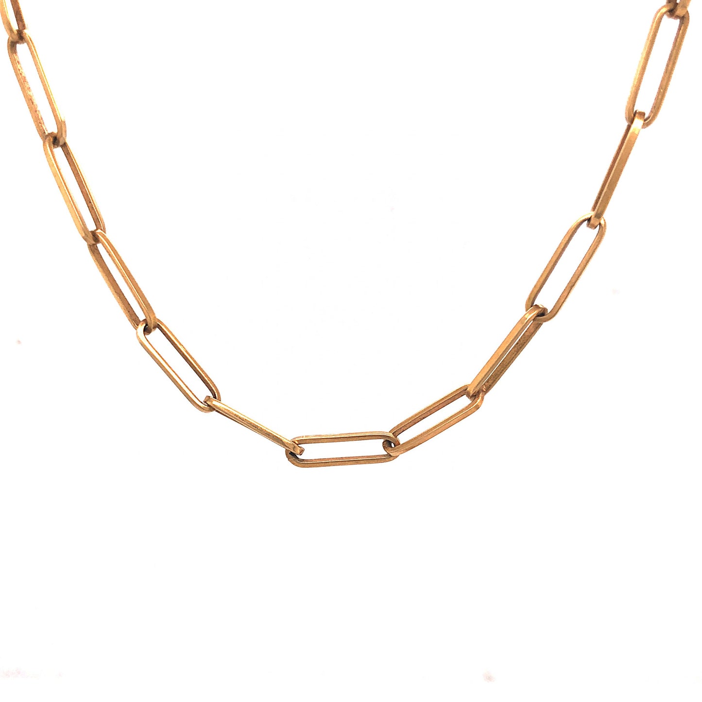 Mid-Century Paperclip Chain Necklace in 18k Yellow Gold