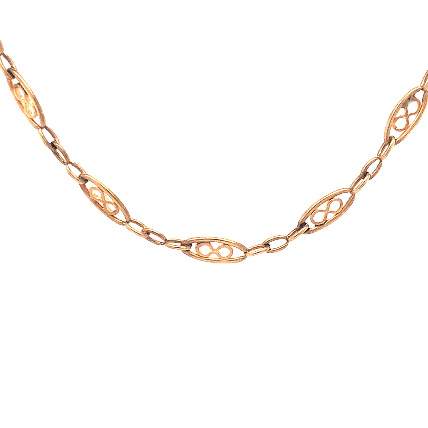 Art Deco Decorative Chain Necklace in 14k Yellow Gold
