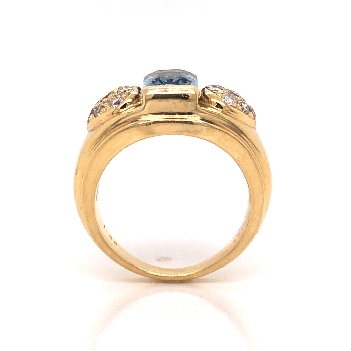 Aquamarine & Diamond Heart Ring in 18k Yellow Gold