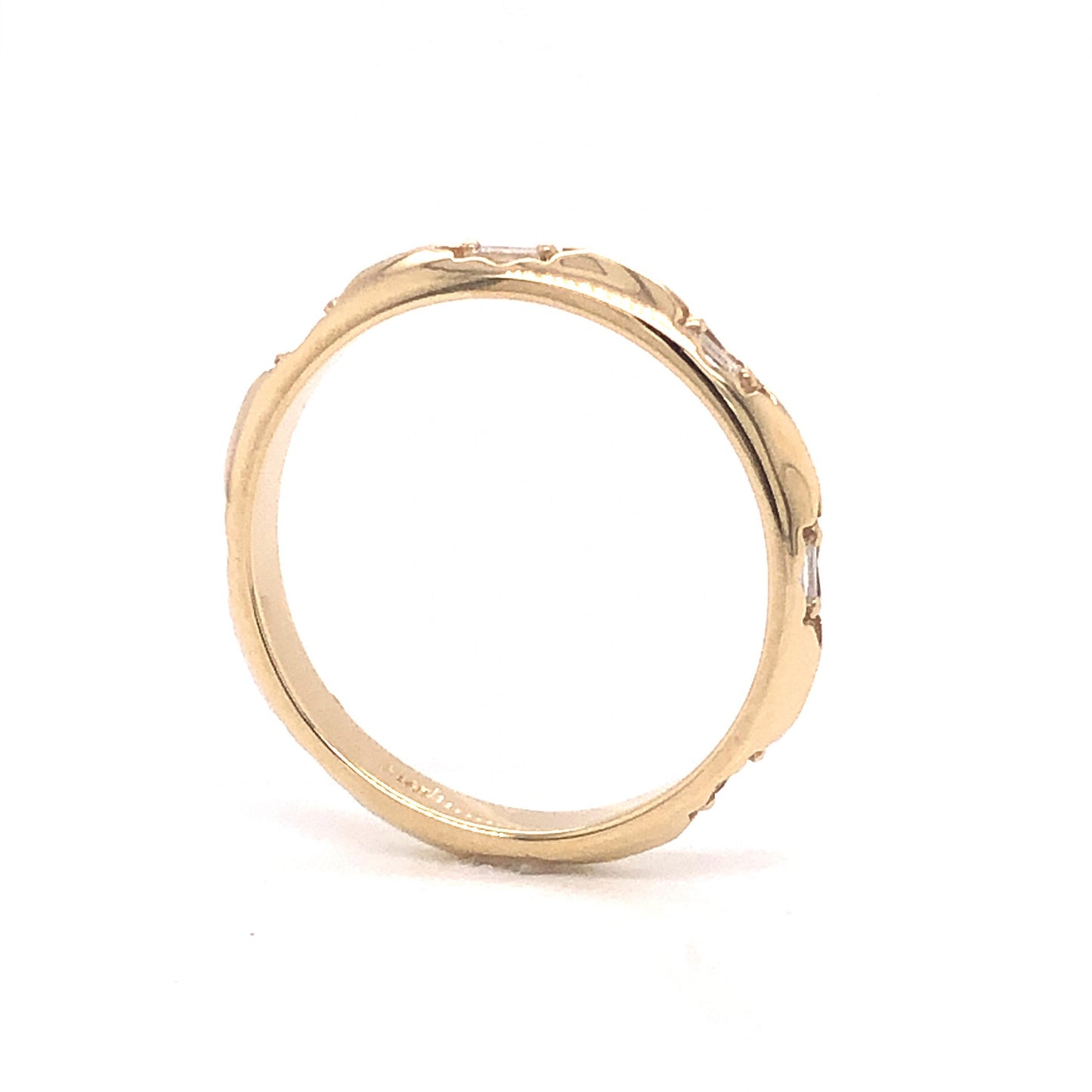Knife Edge Baguette Cut Diamond Band in 14k Yellow Gold