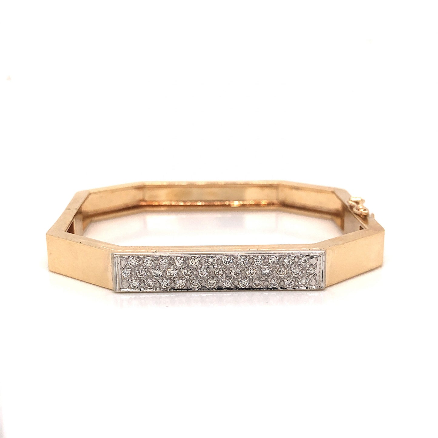Geometric Diamond Bangle Bracelet in 14k Yellow Gold
