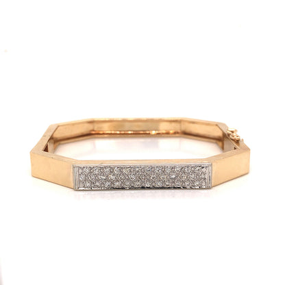 Geometric Diamond Bangle Bracelet in 14k Yellow Gold