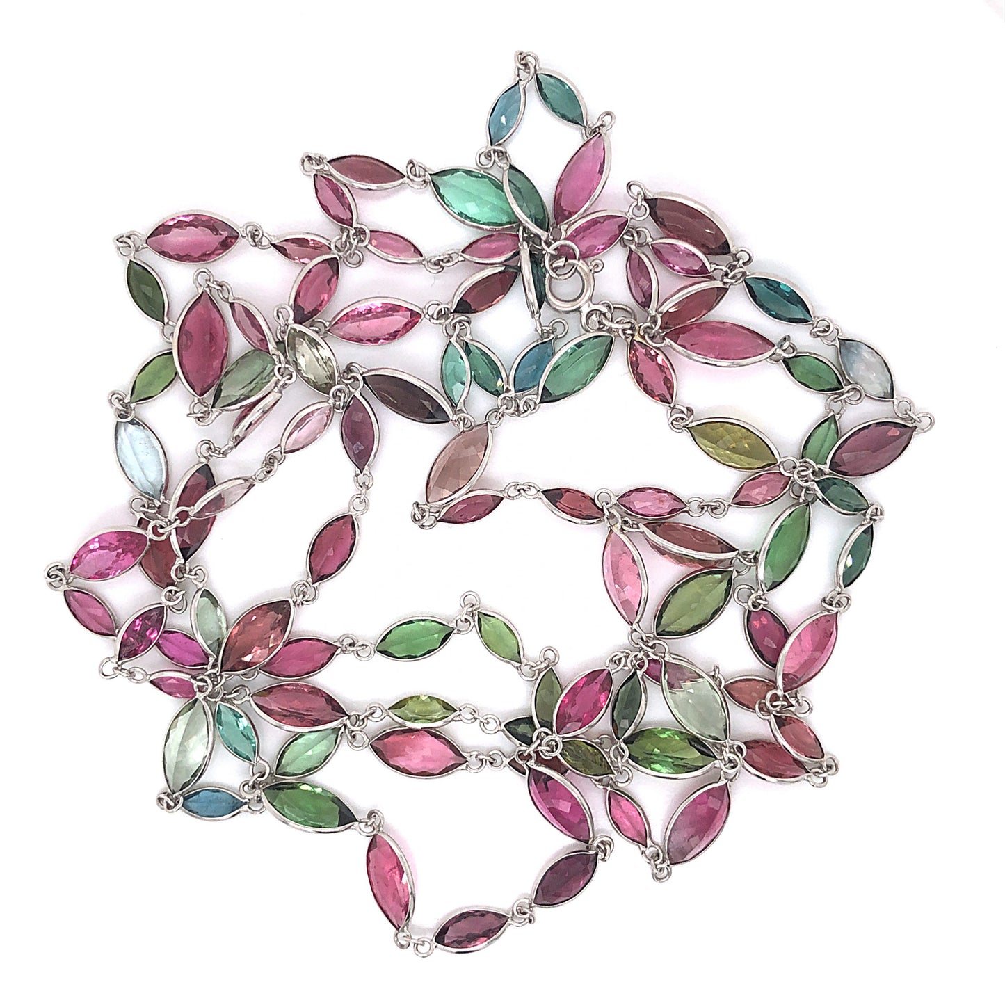 Multi-Color Tourmaline Necklace in 18k White Gold