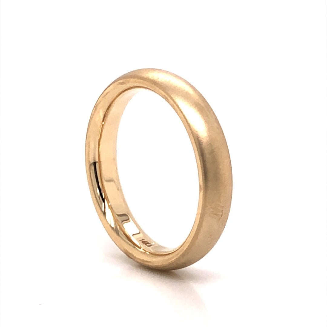 Matte Finish 4mm Men's Wedding Band in 14k Yellow Gold
