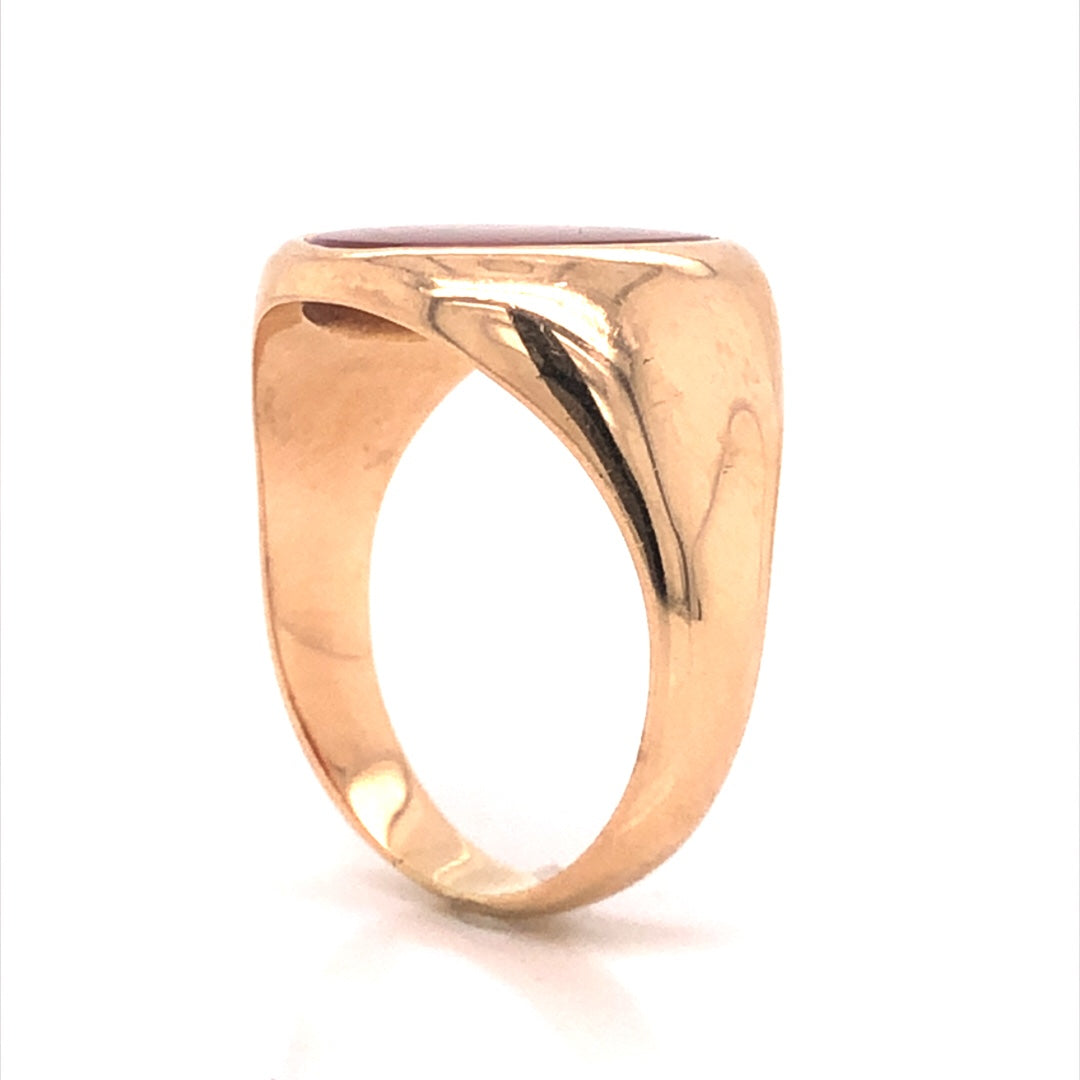 Mid-Century Geometric Signet Ring in 14k Yellow Gold