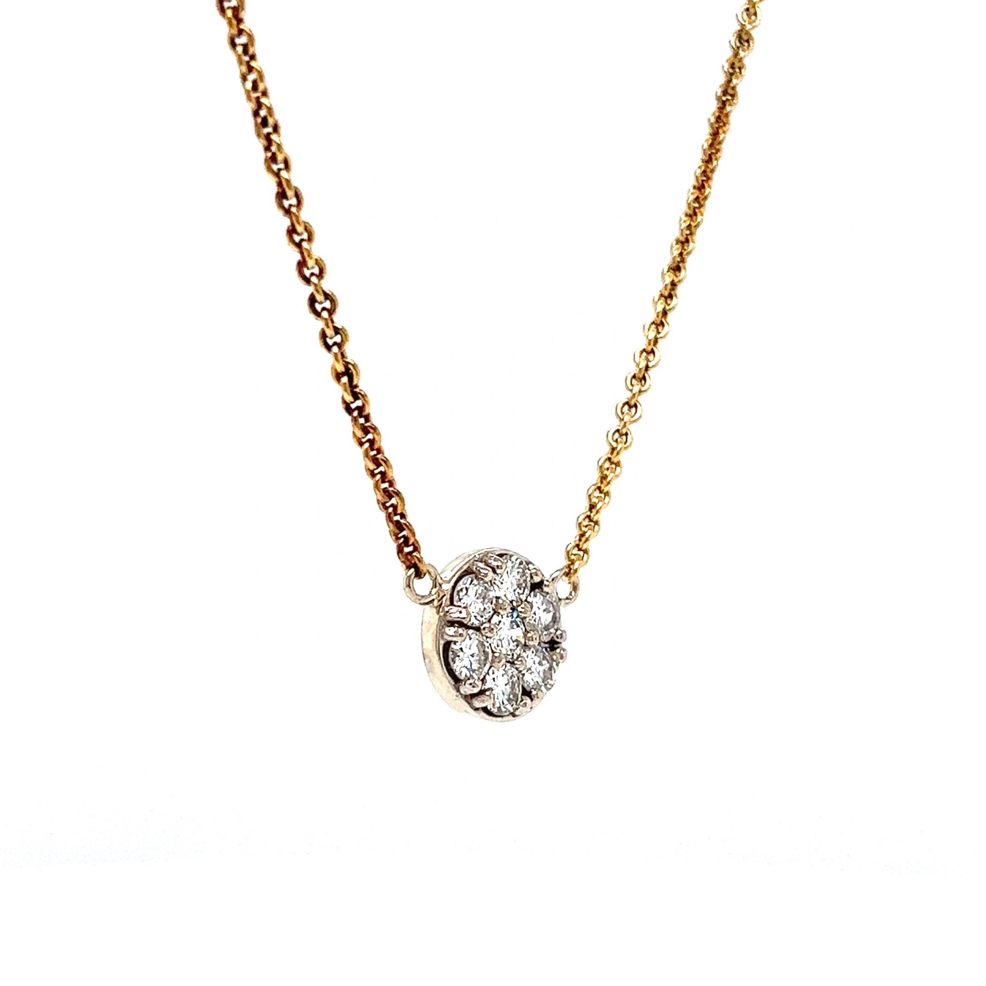 Modern Diamond Cluster Pendant Necklace in 14k Yellow Gold