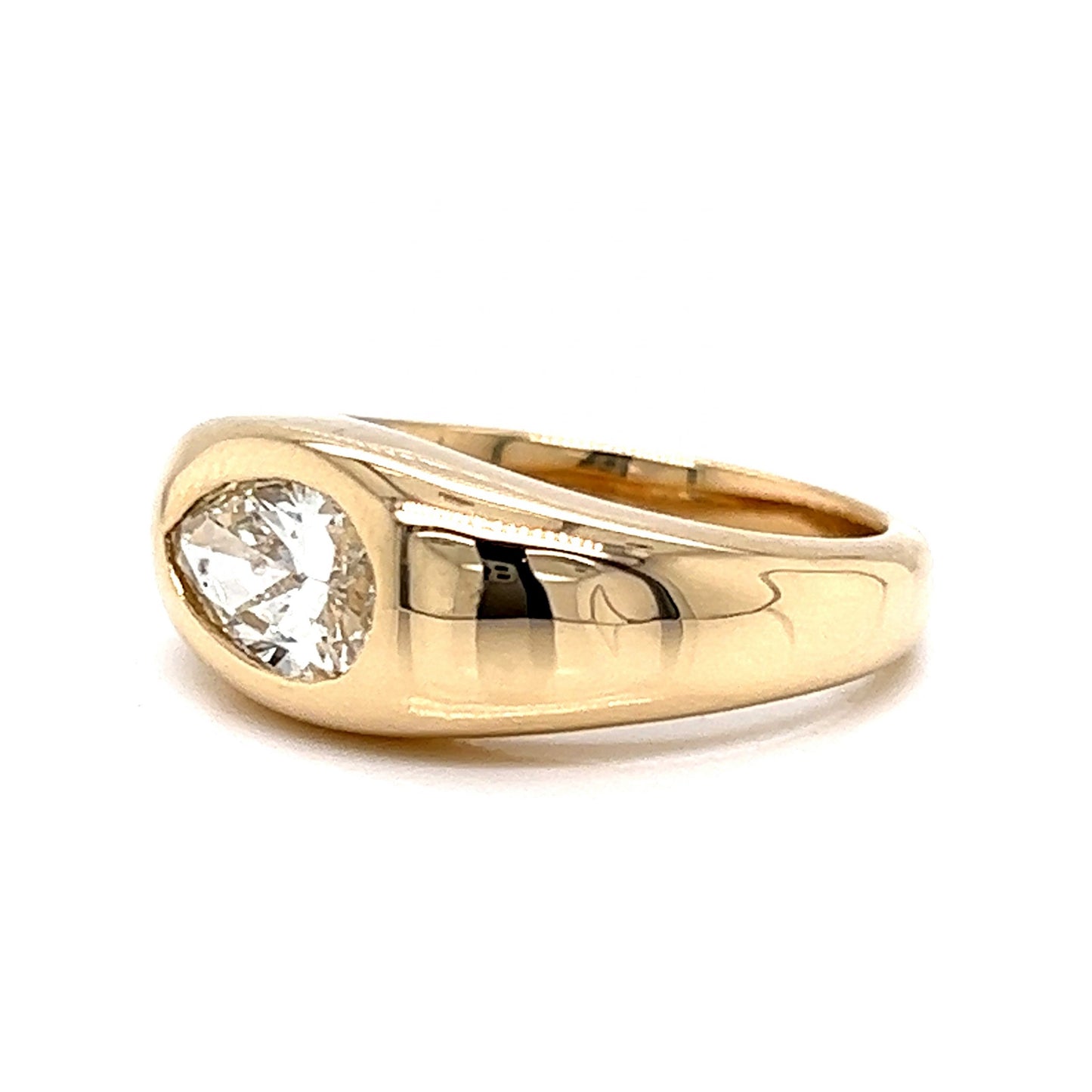 Flush Set 1.21 Pear Cut Diamond Engagement Ring in 14k Yellow Gold