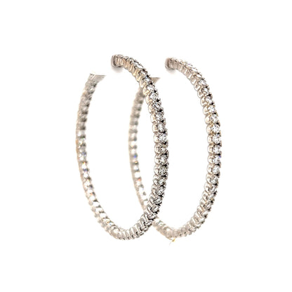 6.00 Round Brilliant Diamond Hoop Earrings in 14k White Gold