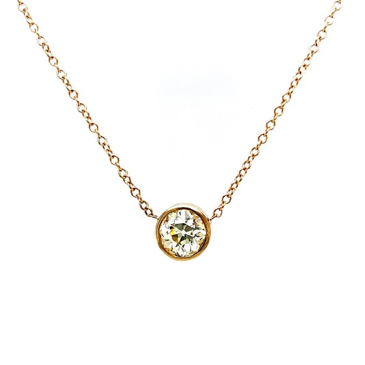 1.18 Bezel Set Diamond Pendant Necklace in 14k Yellow Gold
