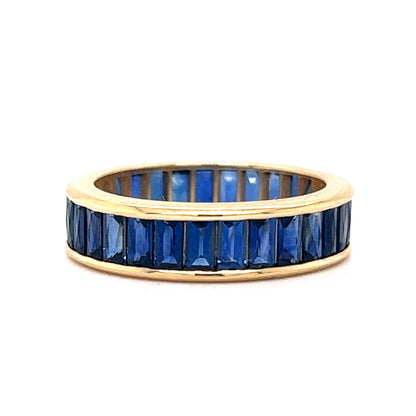 French Cut Sapphire Eternity Band in 18k Yellow Gold
