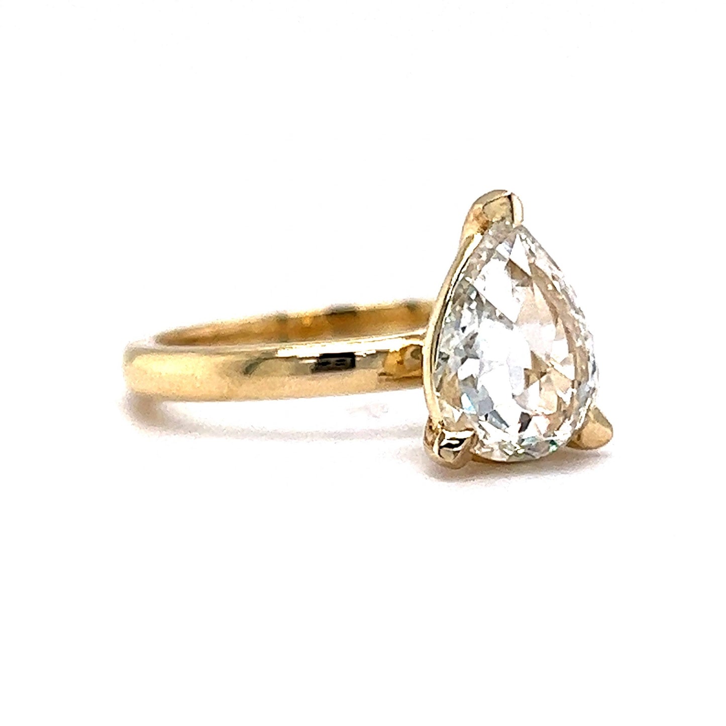 1.72 Solitaire Rose Pear Cut Diamond Engagement Ring in 14k Gold