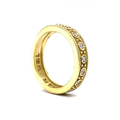 Textured Bezel Set Diamond Eternity Stacking Ring in 18k Gold
