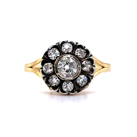 .83 Carat Victorian Diamond Cluster Engagement Ring in 18k