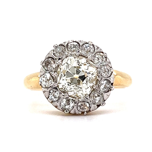 Victorian 1.39 Diamond Cluster Engagement Ring in 18k Gold
