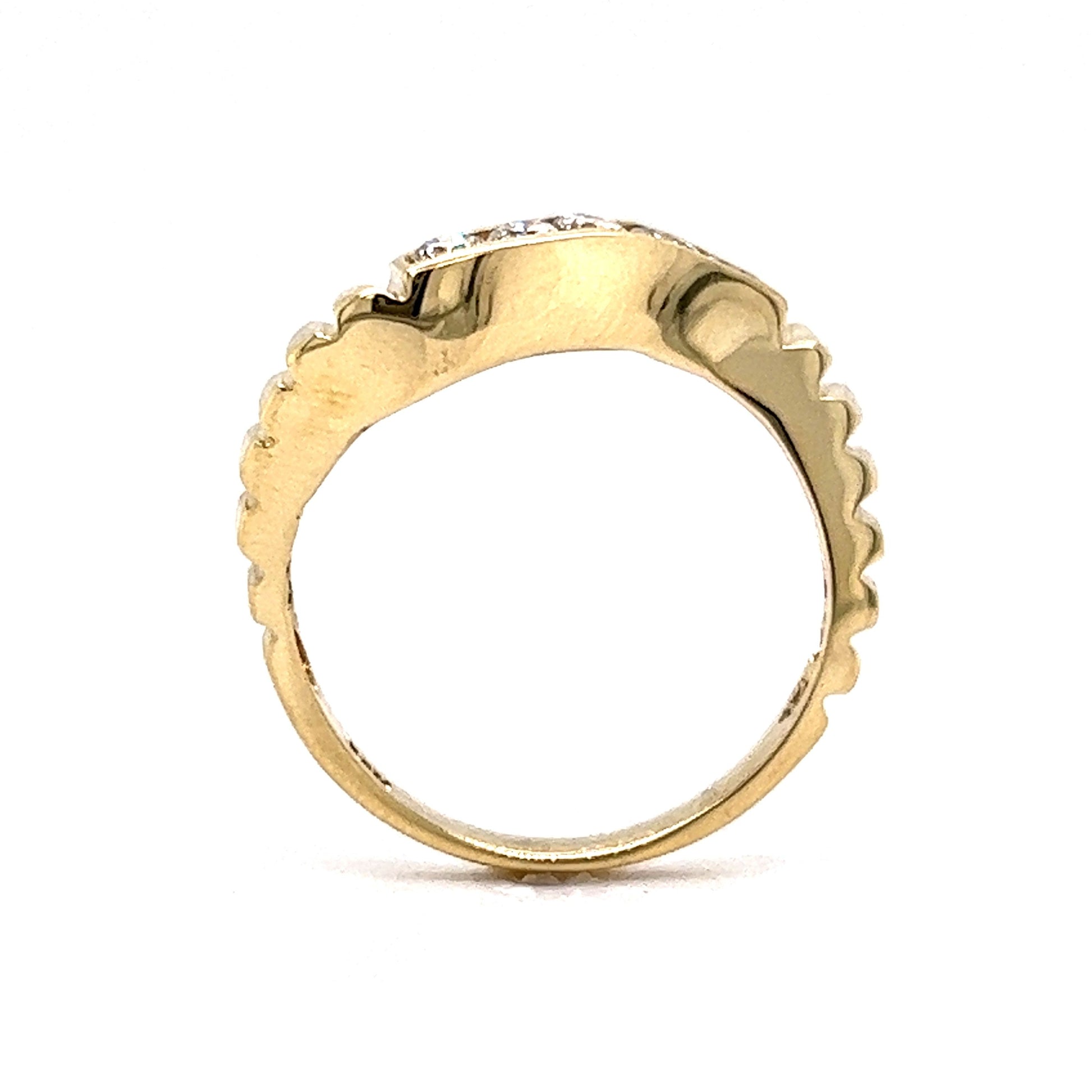 Textured Curved Diamond Stacking Ring in 14k Yellow Gold