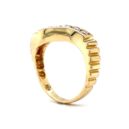 Textured Curved Diamond Stacking Ring in 14k Yellow Gold