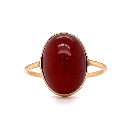 Victorian Bezel Set Carnelian Cocktail Ring in 14k Yellow Gold