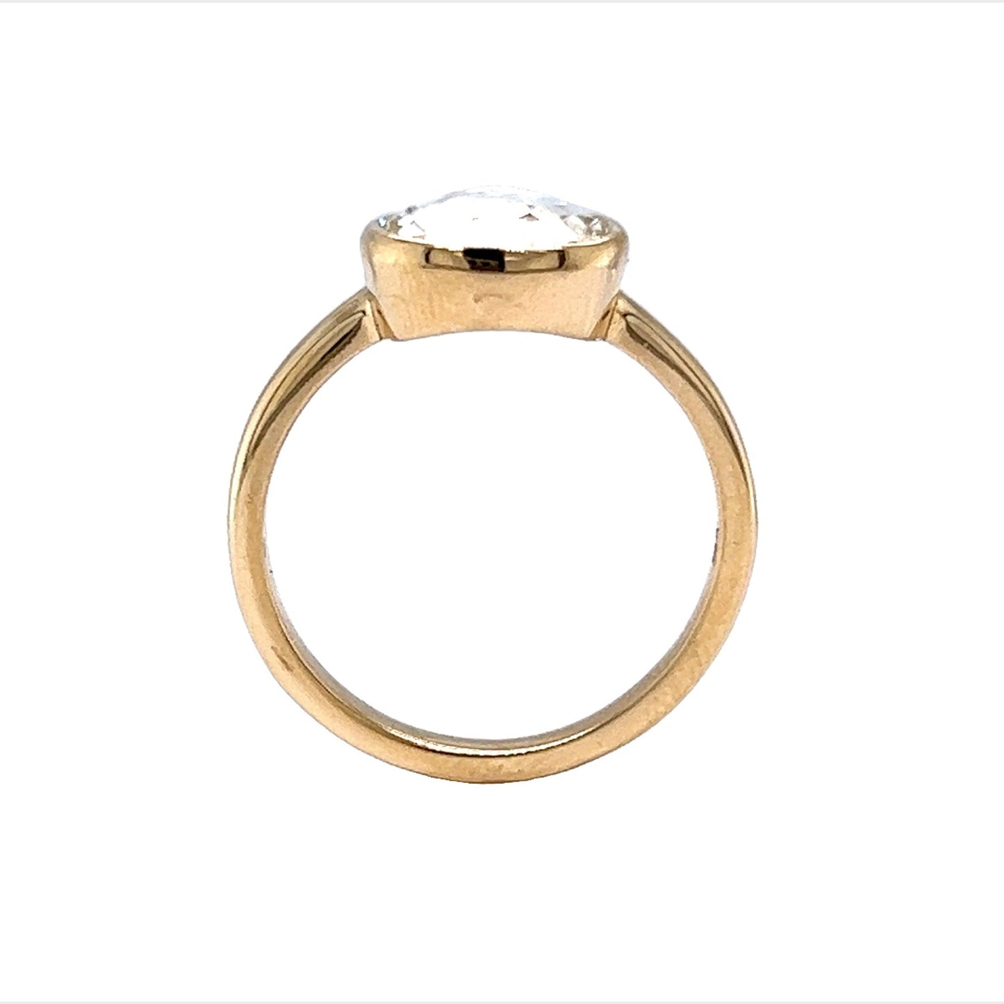 2.63 Pear Shaped Rose Cut Diamond Engagement Ring in 14k Yellow gold