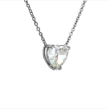 2.01 Heart Shaped Diamond Pendant Necklace in Platinum