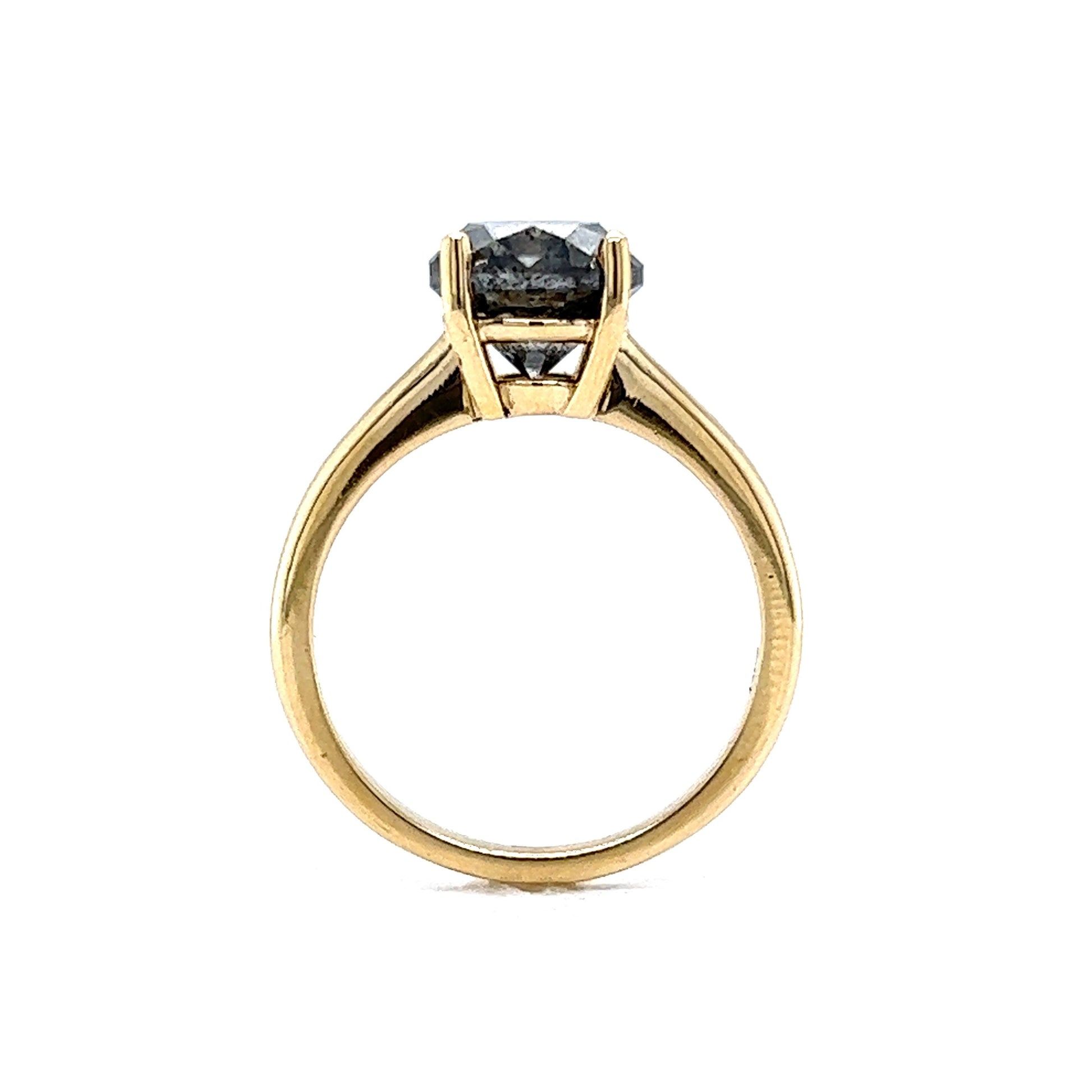 3.04 Salt & Pepper Diamond Engagement Ring in 14k Yellow Gold