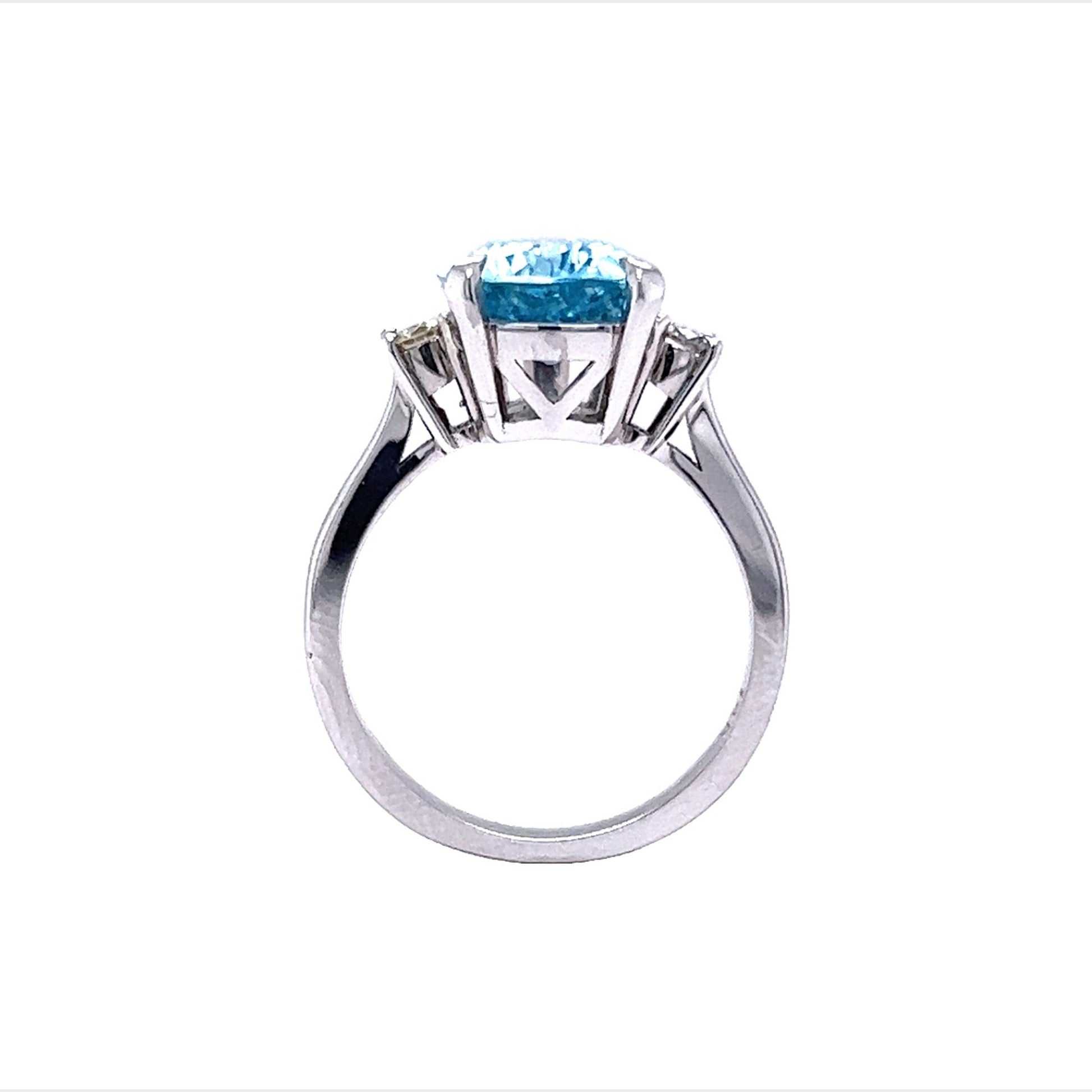 3 Carat Pear Cut Aquamarine Ring w/ Diamond Accents in 14k