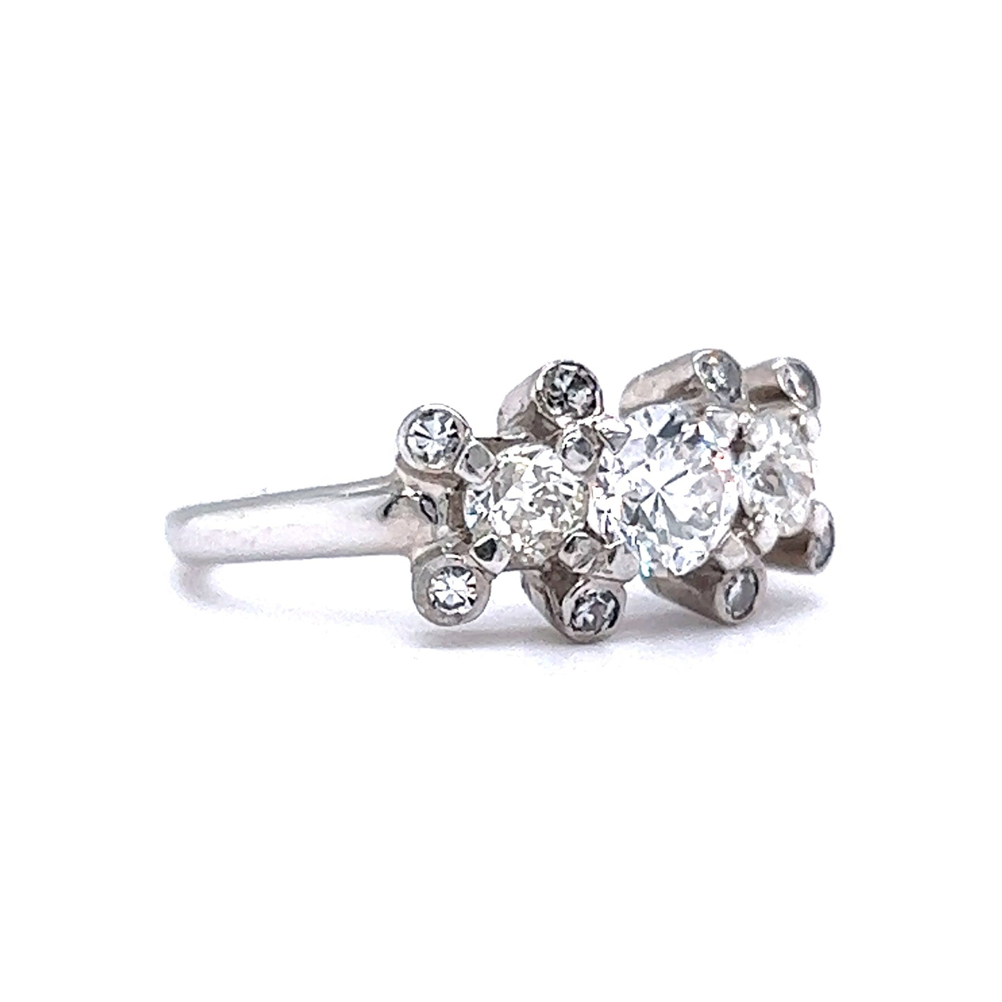 Vintage Deco .50 Diamond Cluster Engagement Ring in 14k