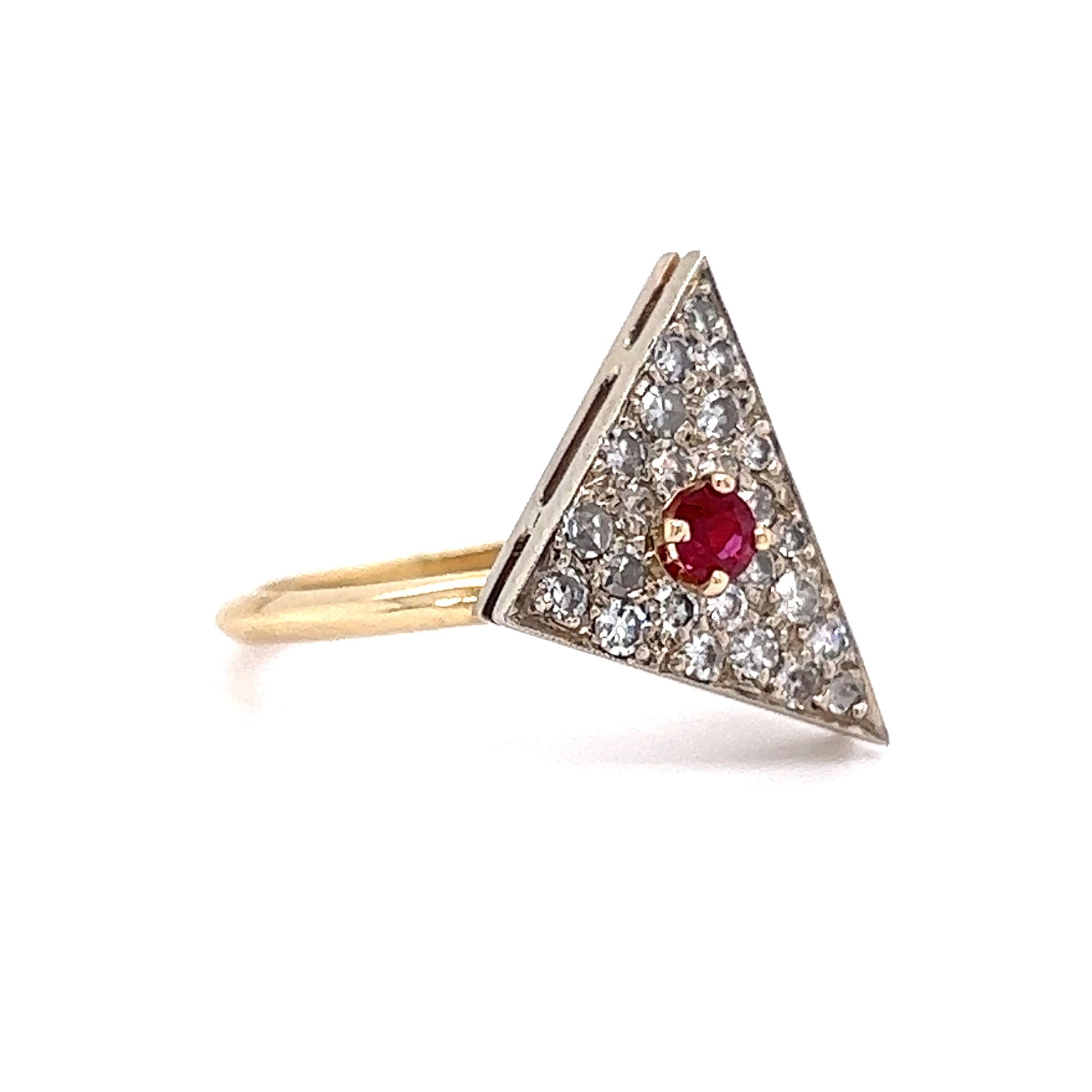 .11 Art Deco Ruby & Diamond Cocktail Ring in 14k