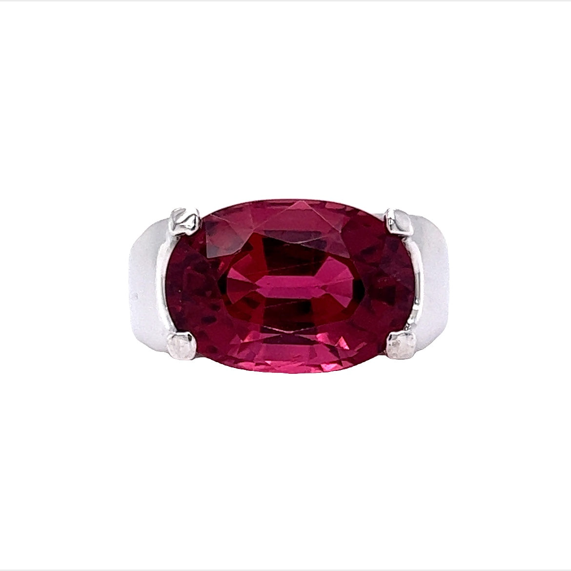 Carat Oval Cut Rubellite Tourmaline Cocktail Ring in 18k White