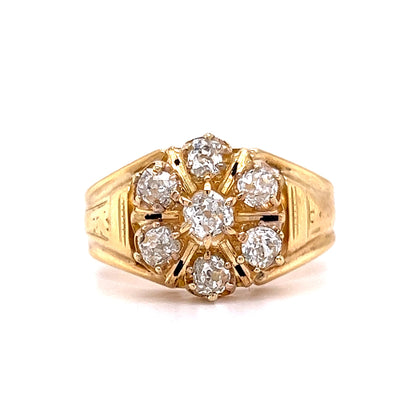 Victorian Diamond Cluster Cocktail Ring in 18k Yellow Gold