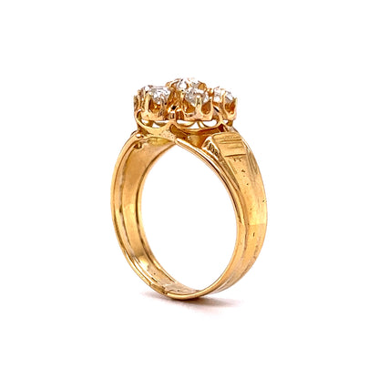 Victorian Diamond Cluster Cocktail Ring in 18k Yellow Gold
