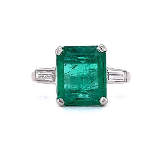 3.61 Carat Emerald & Diamond Cocktail Ring in Platinum