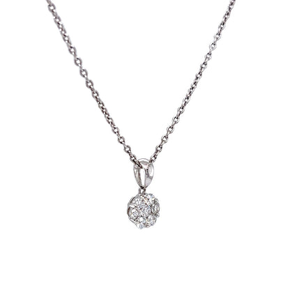 .48 Diamond Cluster Pendant Necklace in 14k White Gold