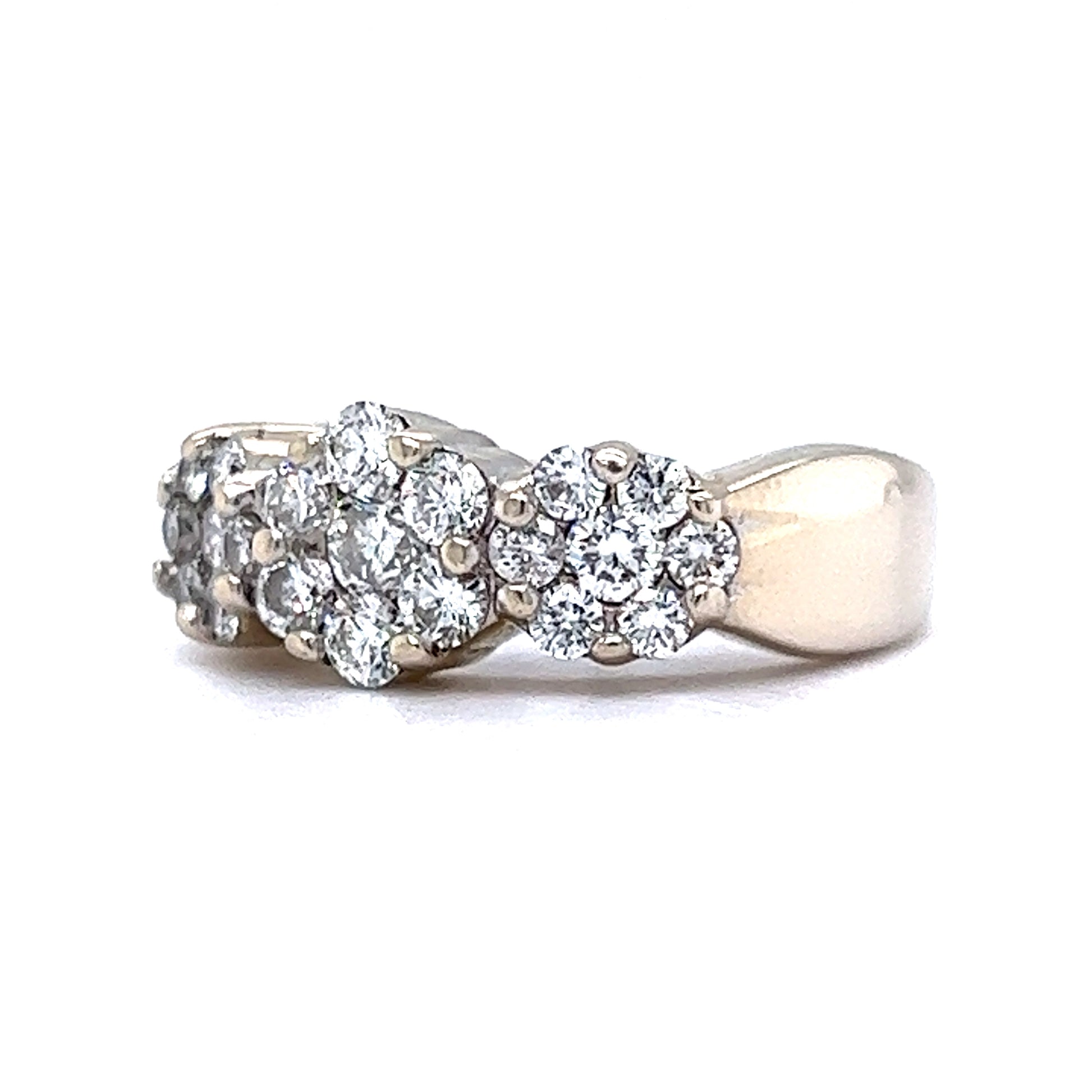 Cluster Pave Diamond Cocktail Ring in 14k White Gold