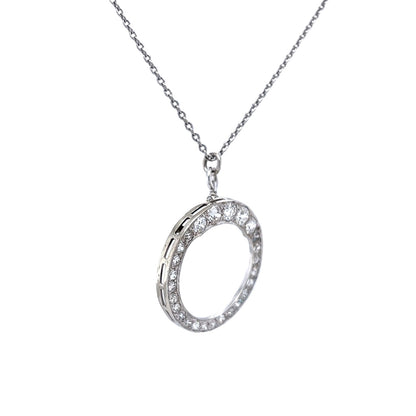 Art Deco Diamond Pendant Necklace in 14k White Gold
