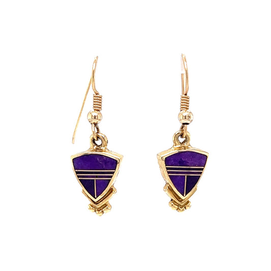 Purple Sugilite Drop Earrings in 14k Gold