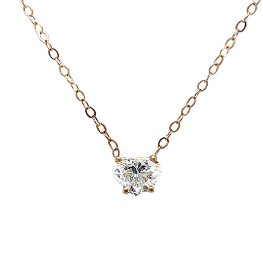 .95 Diamond Heart Pendant Necklace in 14k Yellow Gold