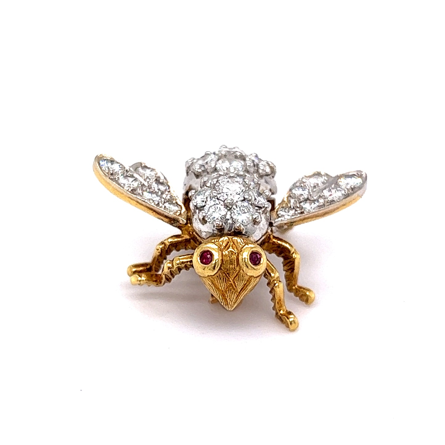 Bee Pin Modern 2.85 Round Brilliant Cut Diamonds in 18k Yellow Gold