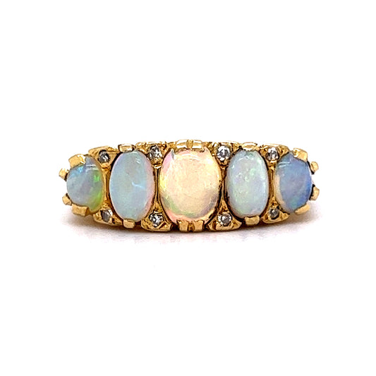 Antique Victorian Cabochon Opal Ring in 14k Yellow Gold
