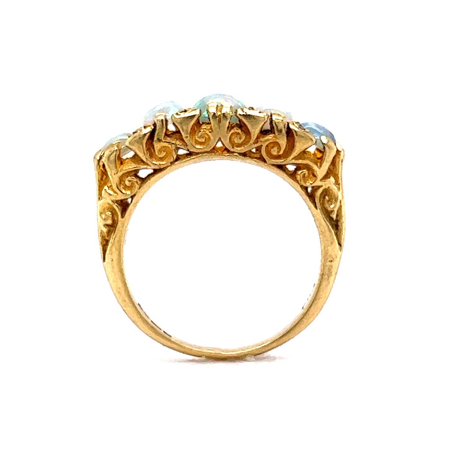 Antique Victorian Cabochon Opal Ring in 14k Yellow Gold