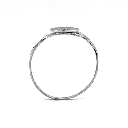 Round Brilliant Cut Diamond Signet Ring in 10k White Gold