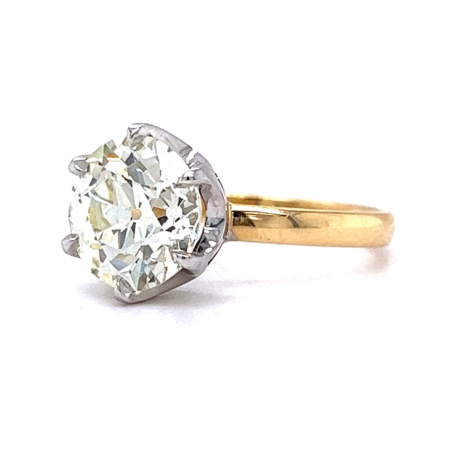 3.17 Old European Cut Solitaire Engagement Ring in 14k Yellow Gold