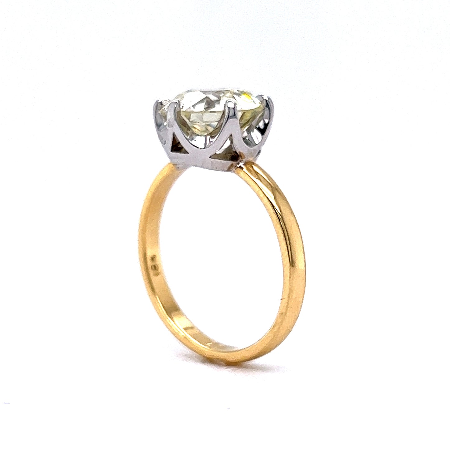 3.17 Old European Cut Solitaire Engagement Ring in 18k Yellow Gold